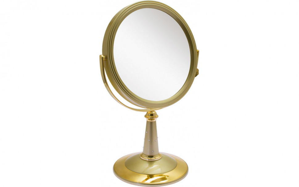 Зеркало косметическое Weisen B7"809 G5/G Gold наст кругл 2-стор 5-кр.ув.18 см с крист