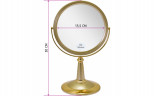 Зеркало косметическое Weisen B7"809 G5/G Gold наст кругл 2-стор 5-кр.ув.18 см с крист